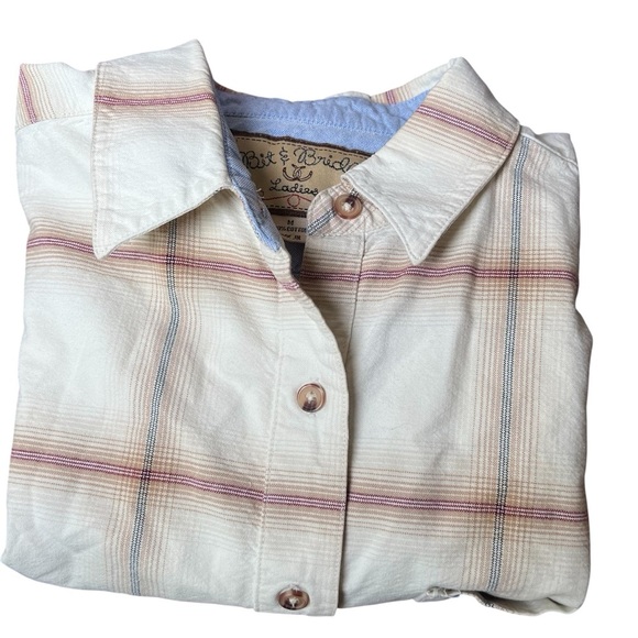 Bit & Bridle Ladies Western Plaid Button-up Shirt Collar Pocket Horse Sz Medium - Picture 9 of 9